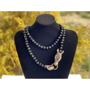 New Heidi Daus Zebra Head and Tail Crystal Beaded Long Necklace 44 Inches
